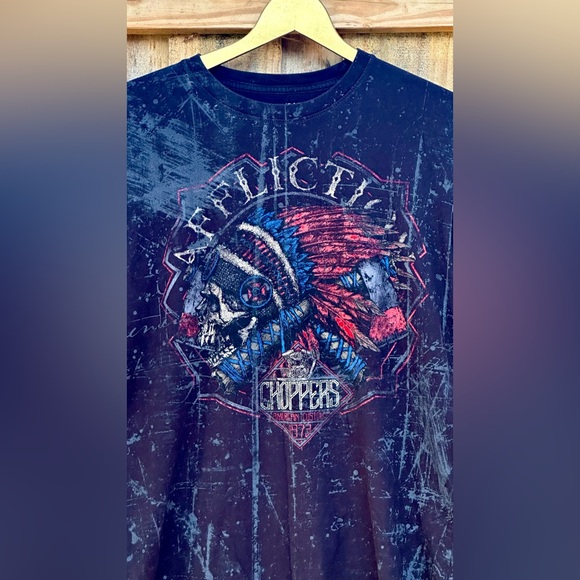 Affliction Black Men's T-Shirt Skull Choppers Size XL - Picture 3 of 8